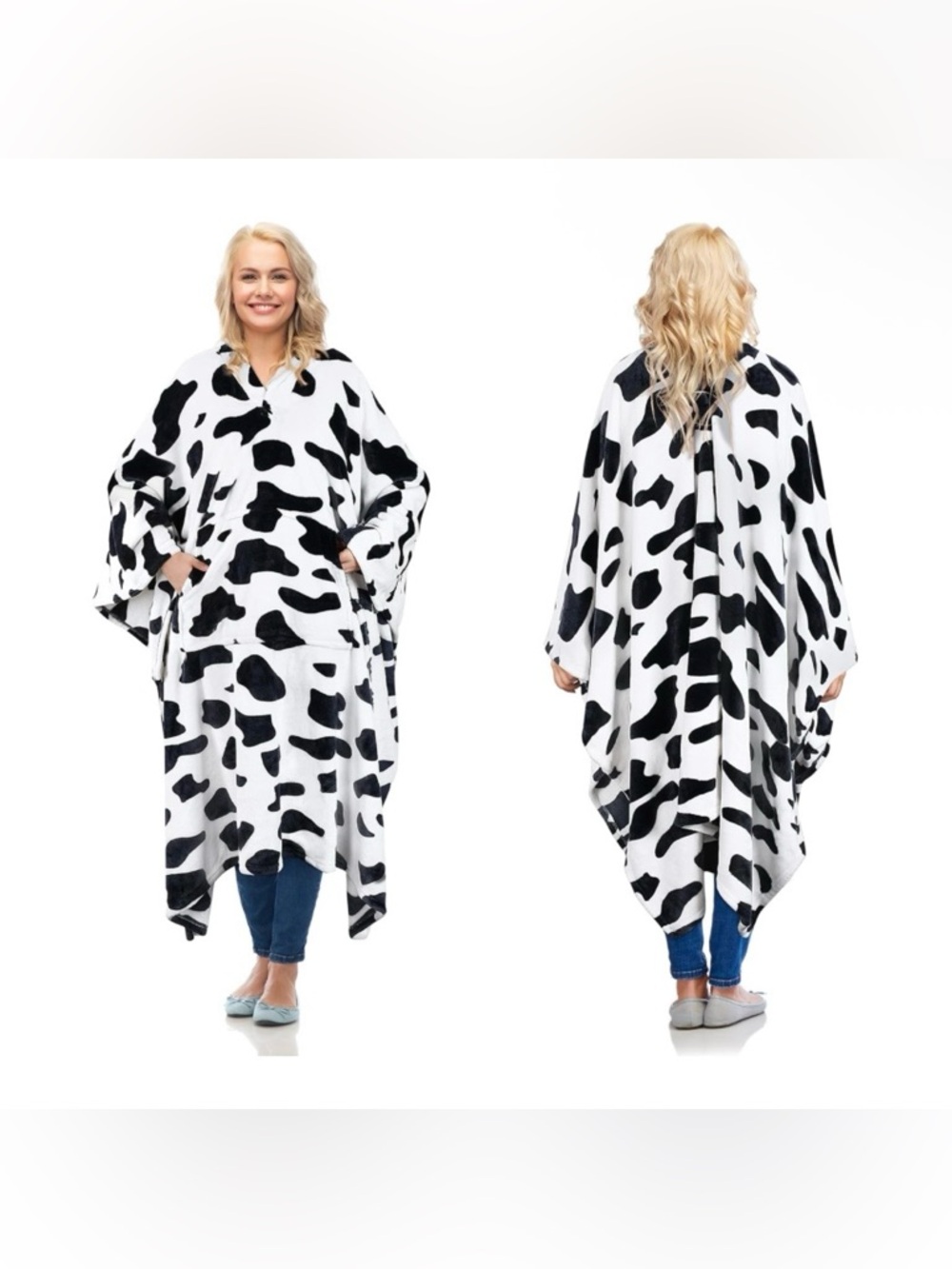 Cow Print Poncho Blanket